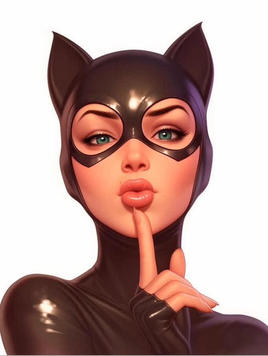 Catwoman Portrait Shushing Print Poster