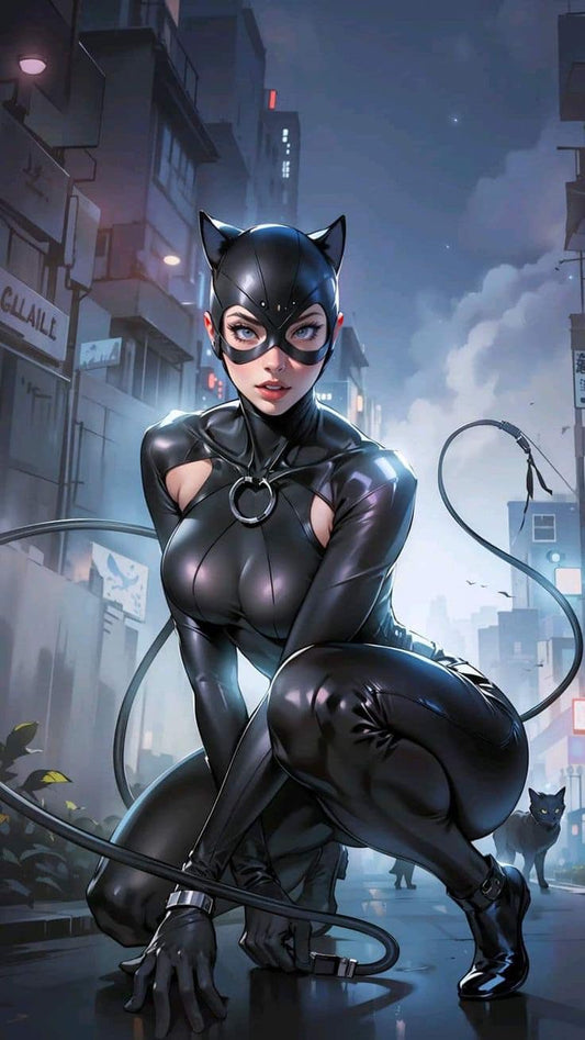 Catwoman Urban Nightscape Print Poster