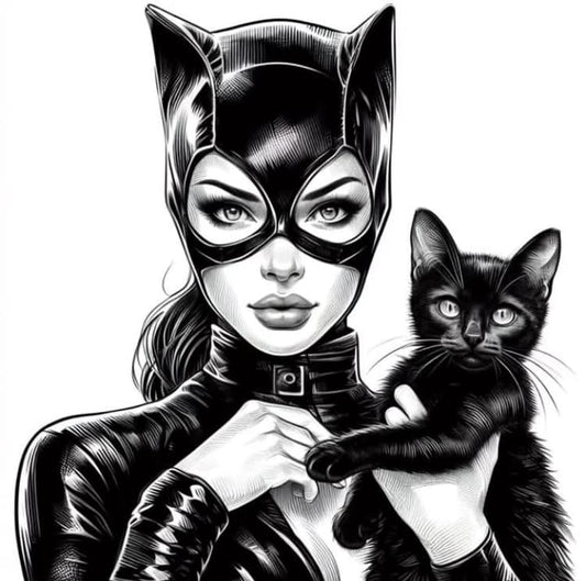 Catwoman With Black Cat (2) Print Poster