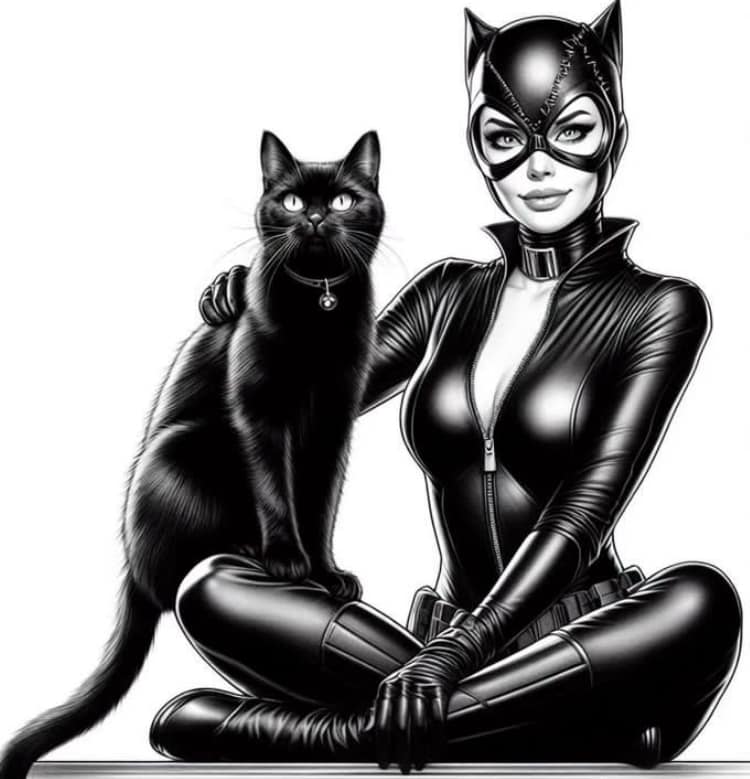 Catwoman With Black Cat Jigsaw Puzzle