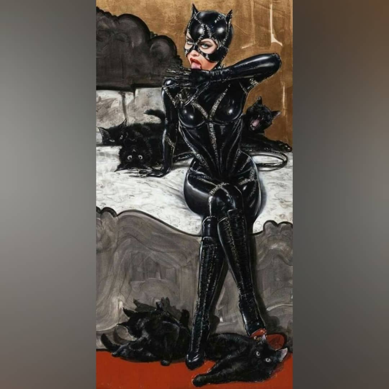 Catwoman Black Suit Seven Cats 9334 Print Poster