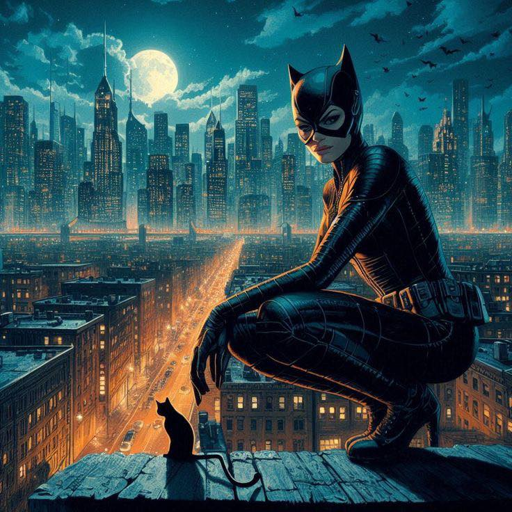 Catwoman Cityscape Moonlit 527 Print Poster