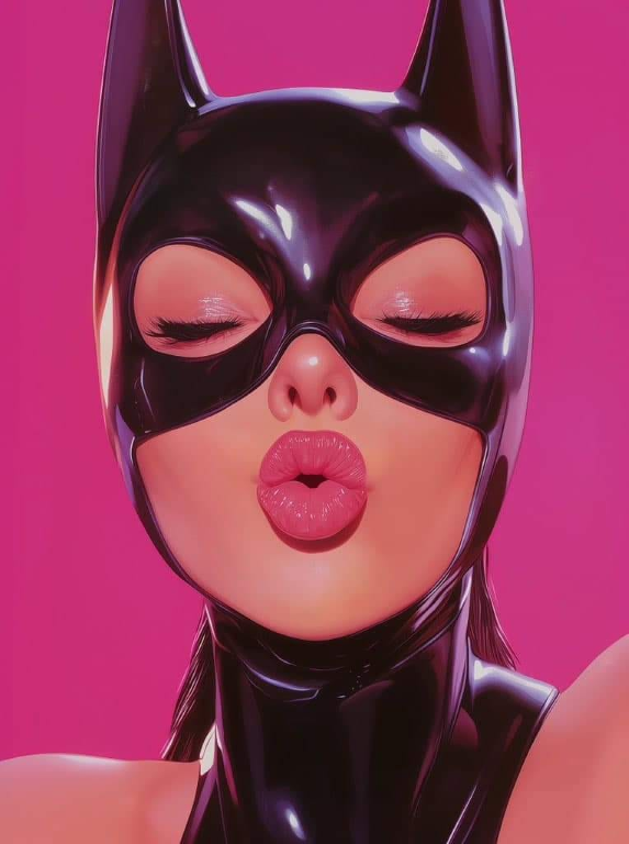 Catwoman Mask Pink Background 827 Print Poster