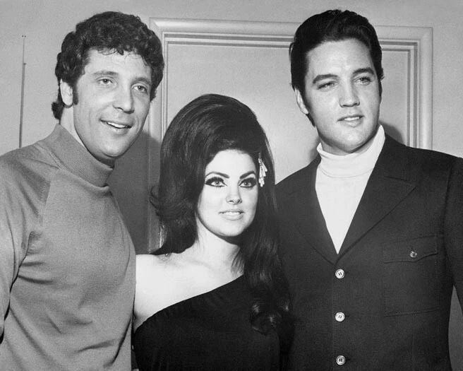 Celebrities Glossy Magnet Tom Jones, Priscilla And Elvis Presley Print