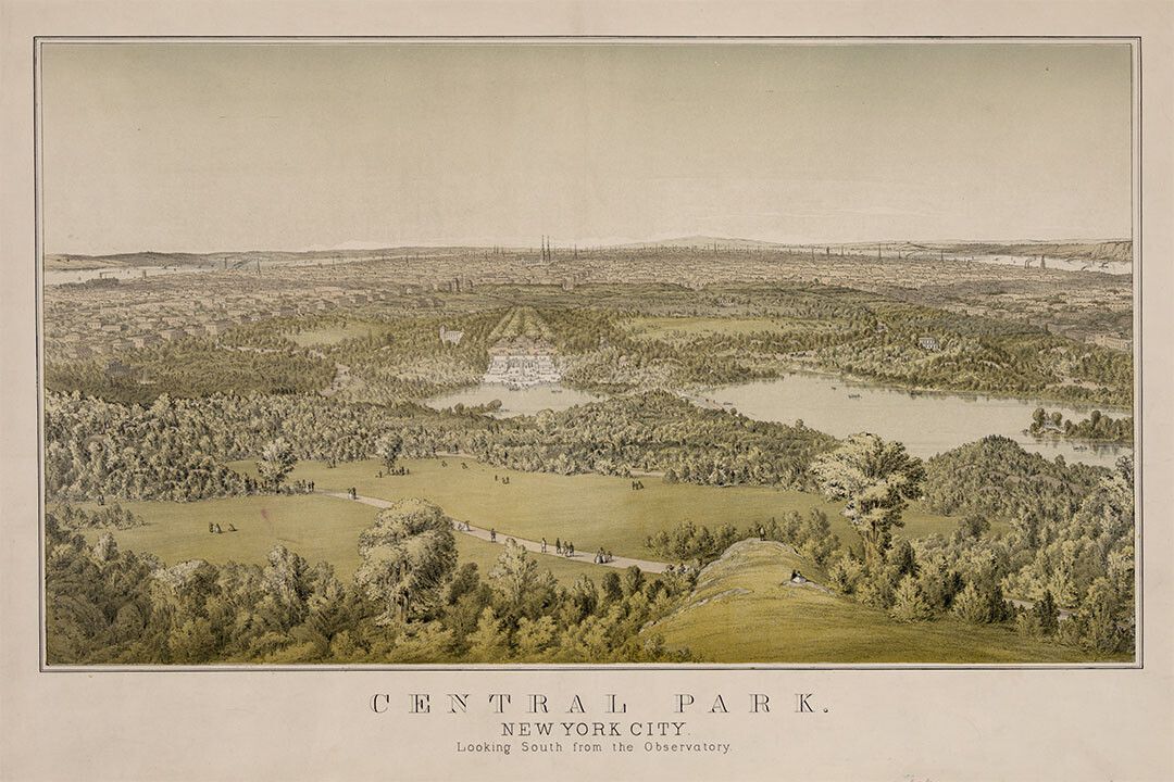 Central Park New York 1859 Historic Panoramic Town Map Wall Art Poster