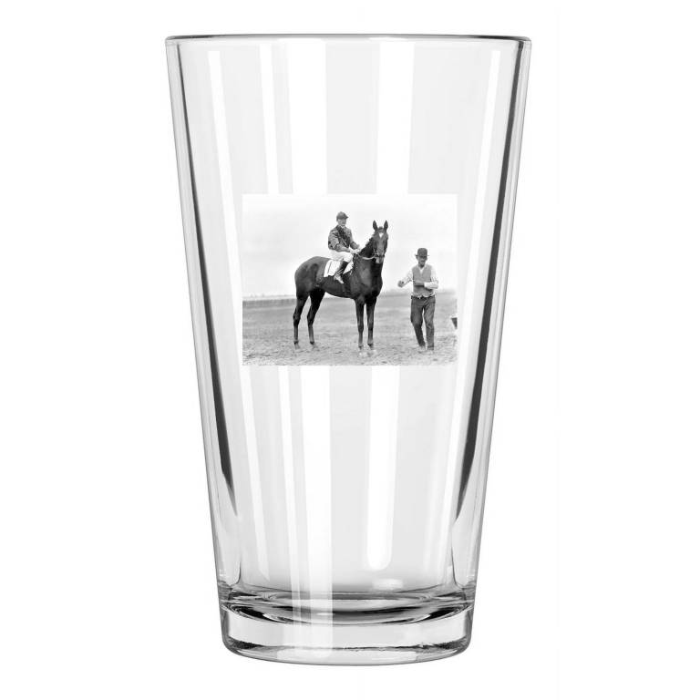 Champion Racehorse Exterminator Photo Willie Knapp Pint Beer Drinking Glass