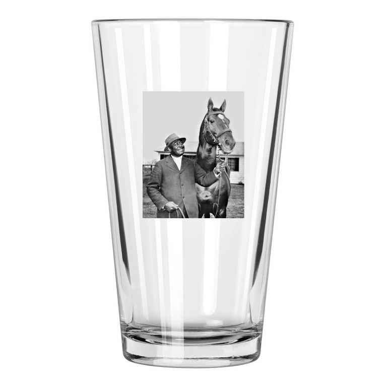 Champion Racehorse Man O War Photo Groom Will Harbutt Pint Beer Drinking Glass