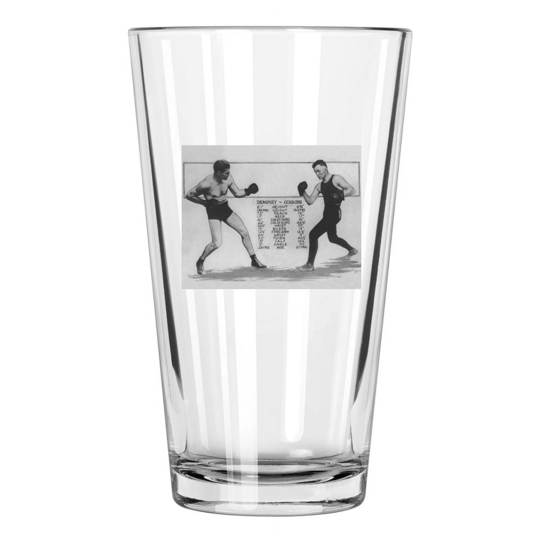 Championship Jack Dempsey Vs Tommy Gibbons Tale Of The Tape Pint Beer Glass