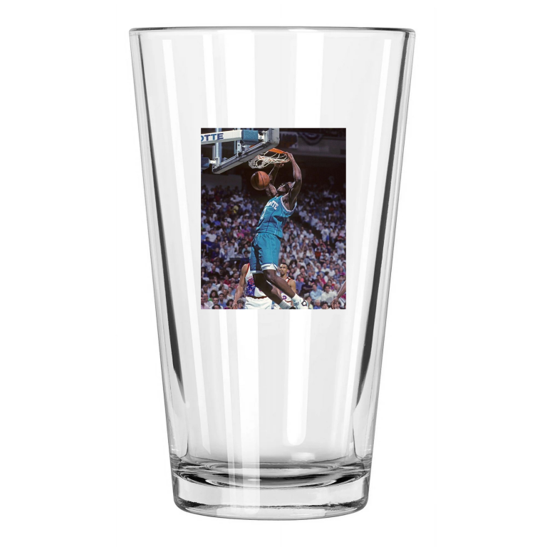 Charlotte Hornets Larry Johnson Photo Basketball Pint Beer Drinking Glass