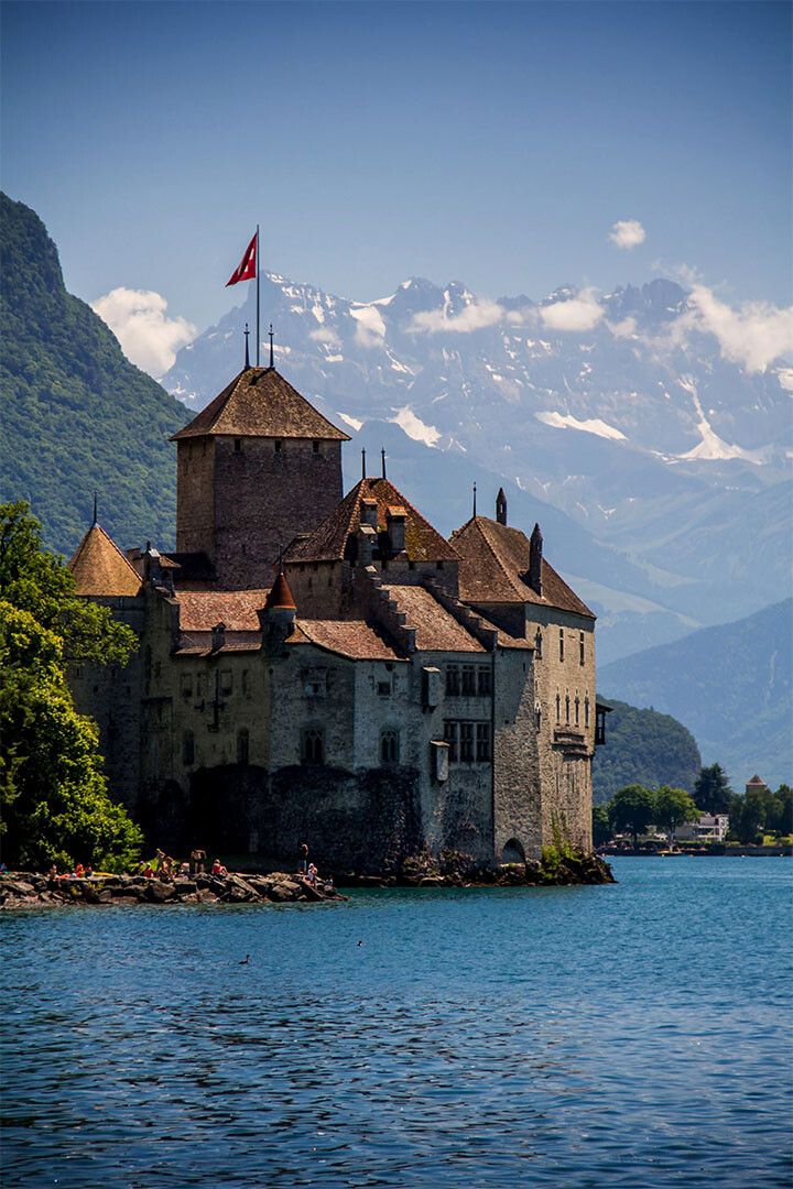 Chateau De Chillon On Lake Geneva Vintage Jigsaw Puzzle