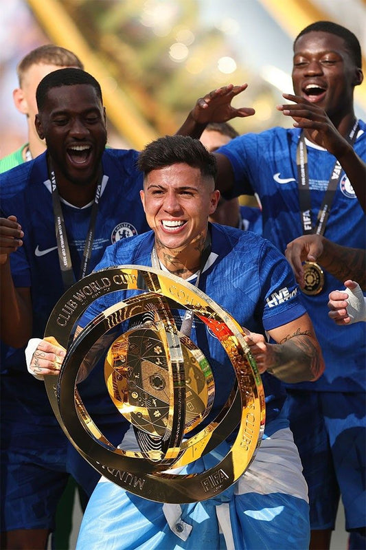 Chelsea Enzo Fernandez Trophy Celebrate World Cup 2025 Soccer Jigsaw Puzzle