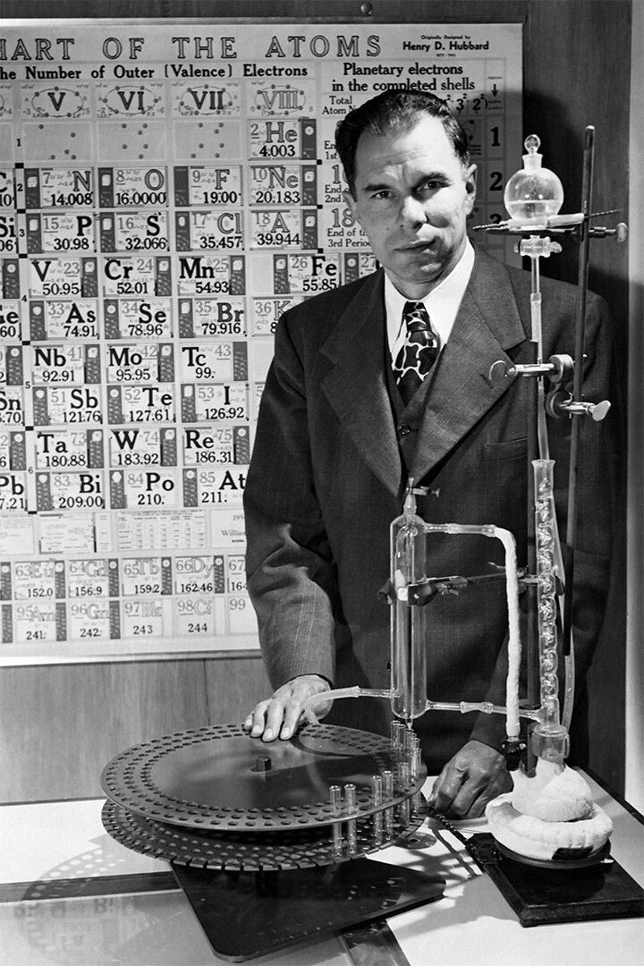 Chemist Glenn Seaborg With Element Apparatus Jigsaw Puzzle