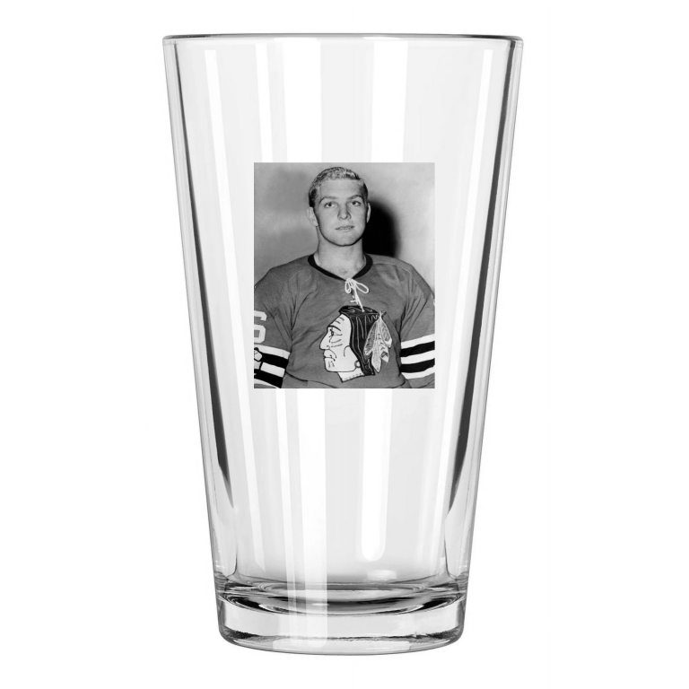 Chicago Blackhawks Young Bobby Hull Photo Hockey Hof 83 Pint Beer Drinking Glass
