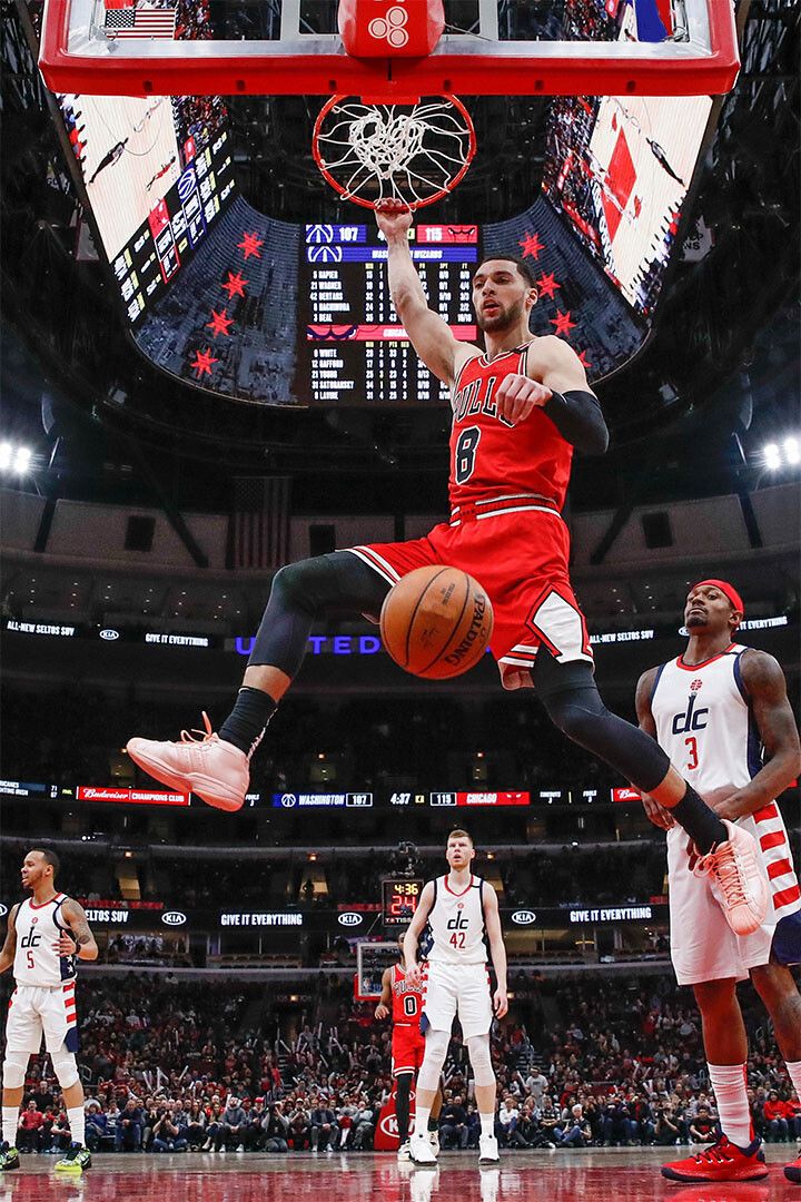 Chicago Bulls Team Athlete Zach Lavine In Match Sports Jigsaw Puzzle