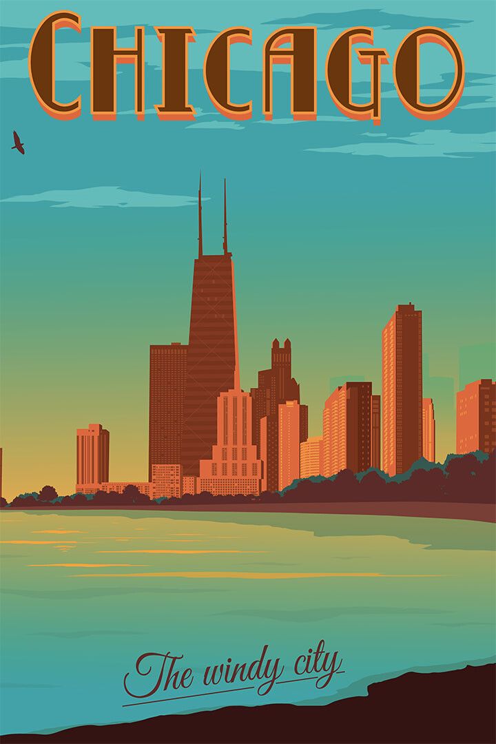 Chicago City Travel Landcape Vintage Picture Jigsaw Puzzle
