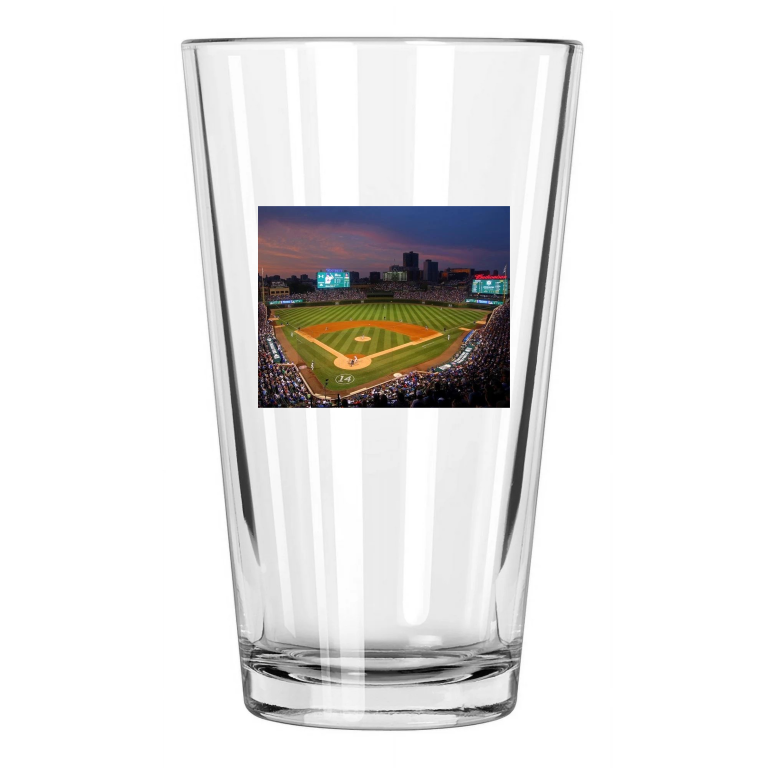 Chicago Cubs Wrigley Field Photo Ernie Banks Stadium Pint Beer Drinking Glass