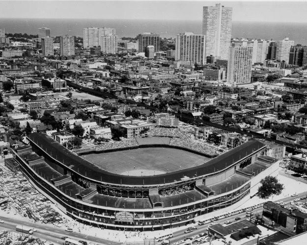Chicago Cubs Wrigley Field Glossy Photo Stadium Aerial Poster Print