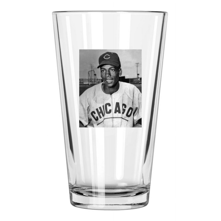 Chicago Cubs Young Ernie Banks Photo Baseball 2 Pint Beer Drinking Glass