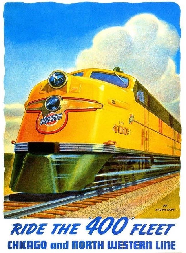 Chicago Northwestern Cnw 400 Passenger Train On Railroad Picture Magnet