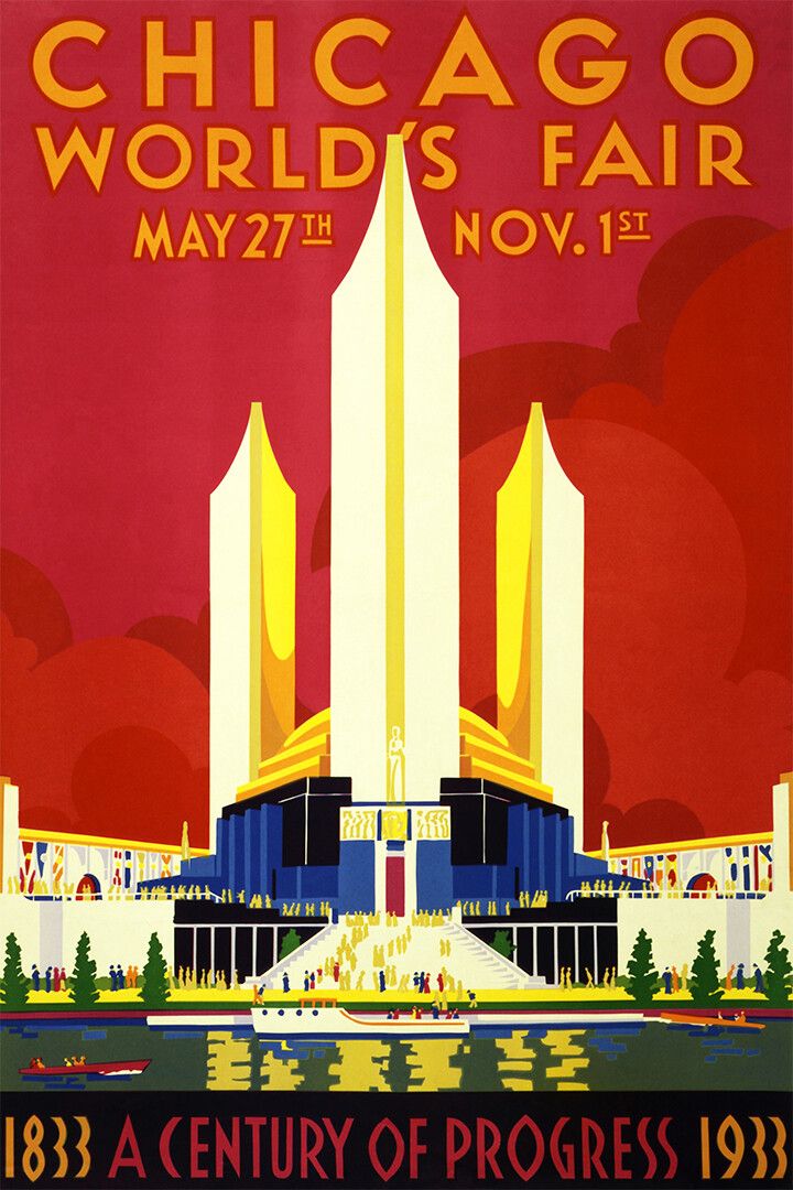 Chicago Worlds Fair 1933 A Century Of Progress Print Canvas Jigsaw Puzzle