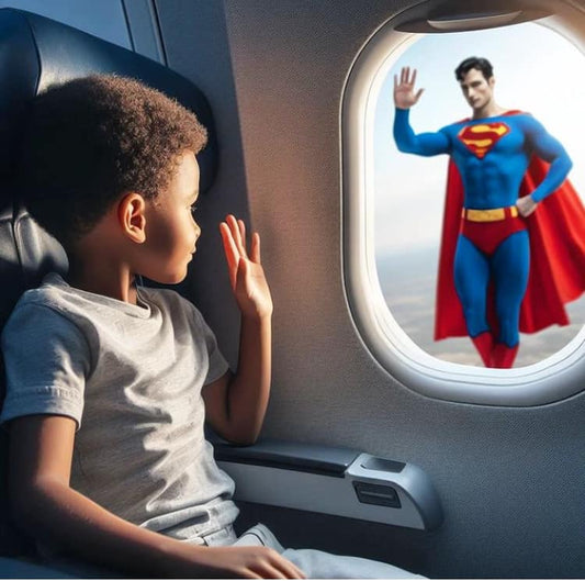Child Plane Superhero Print Poster