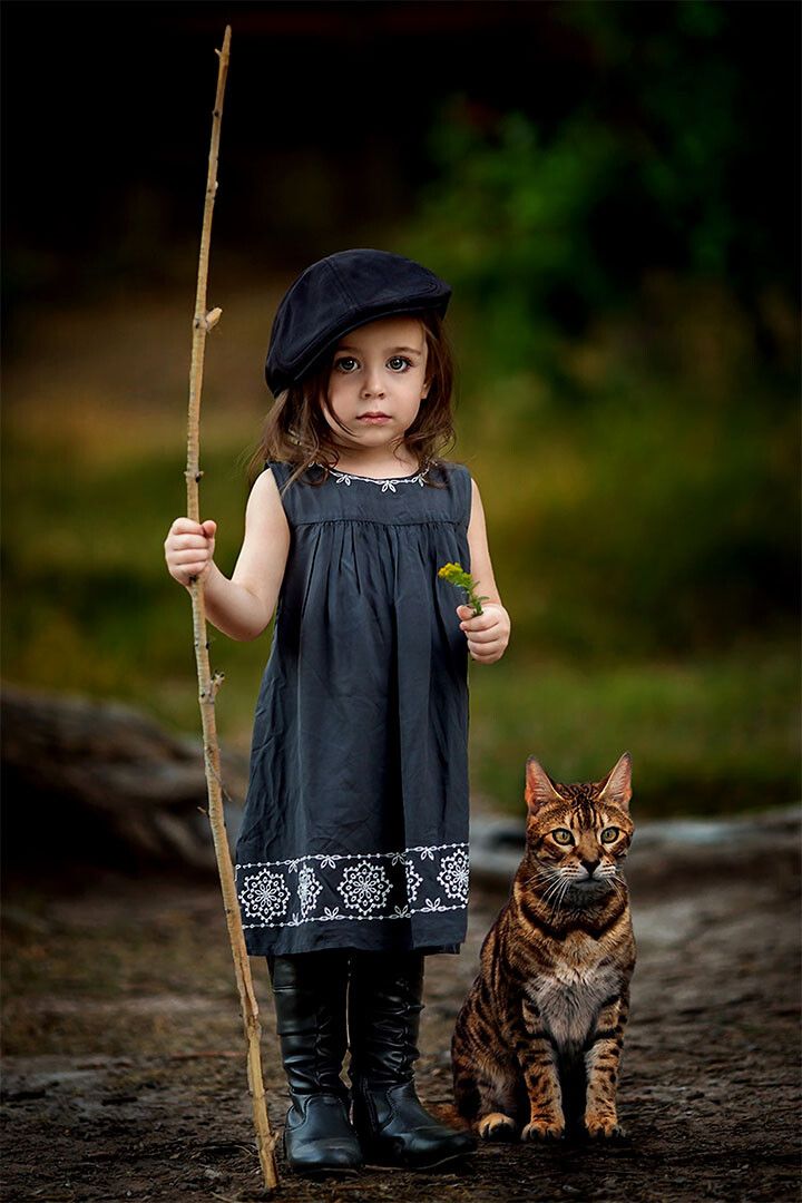 Child Girl Walking Her Cat Jigsaw Puzzle Print 1940S Jigsaw Puzzle