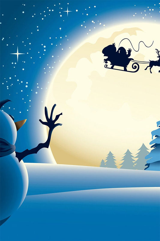 Christmas Snowman Santa Claus Sleigh Reindeer Flying Home Decor Jigsaw Puzzle