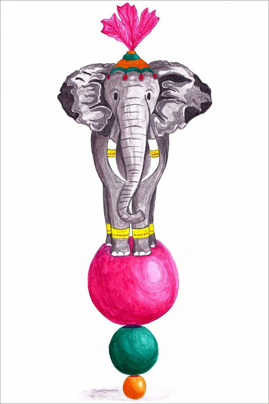 Circus Procession Elephants Watercolor Vintage Wall Home Decor Poster