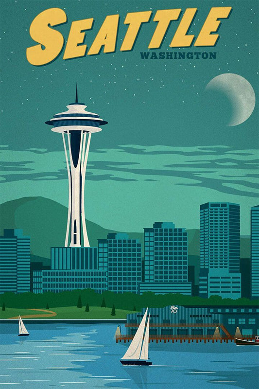 City Of Seattle 1923 Landscape Travel Sky Print Wall Home Decor Poster