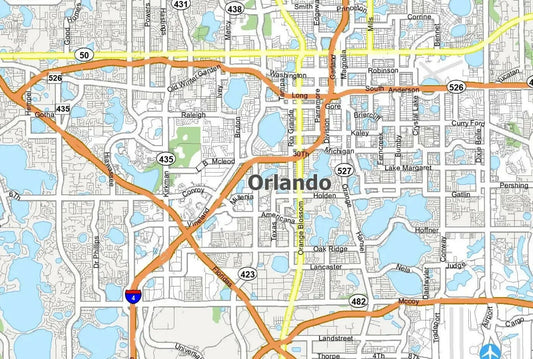 City Road Map Of Orlando Florida Area Picture Keychain Keychain Print Atlas