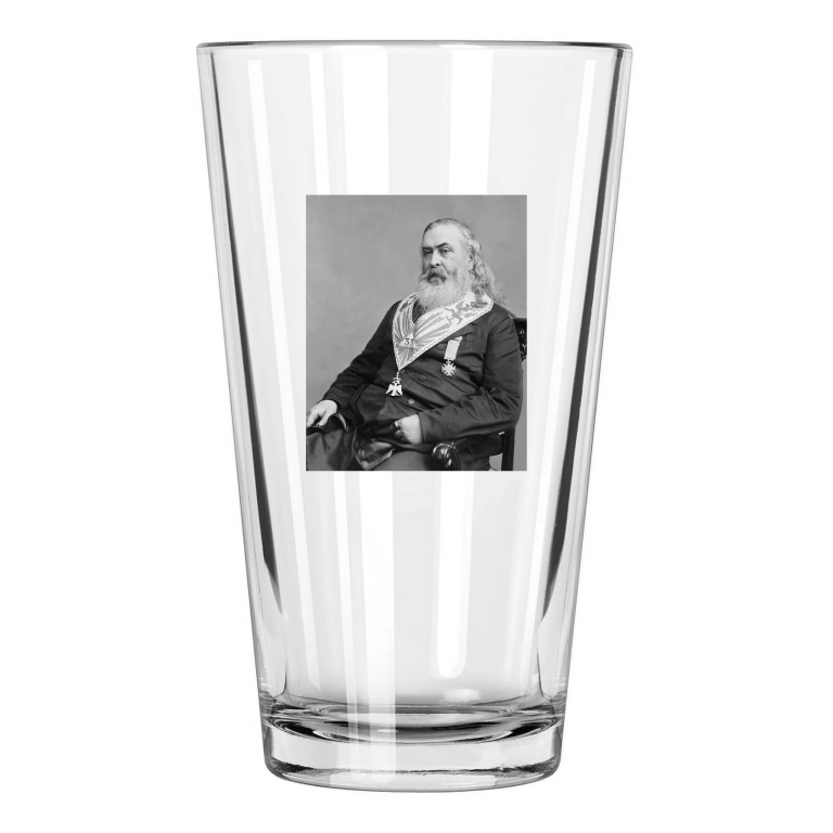 Civil War Confederate General Albert Pike Military Pint Beer Drinking Glass