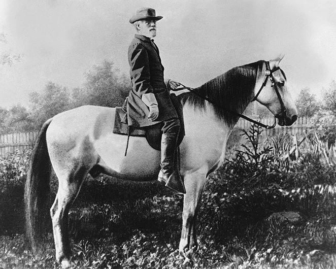 Civil War Confederate General Robert E Lee Glossy Keychain White Horse Print