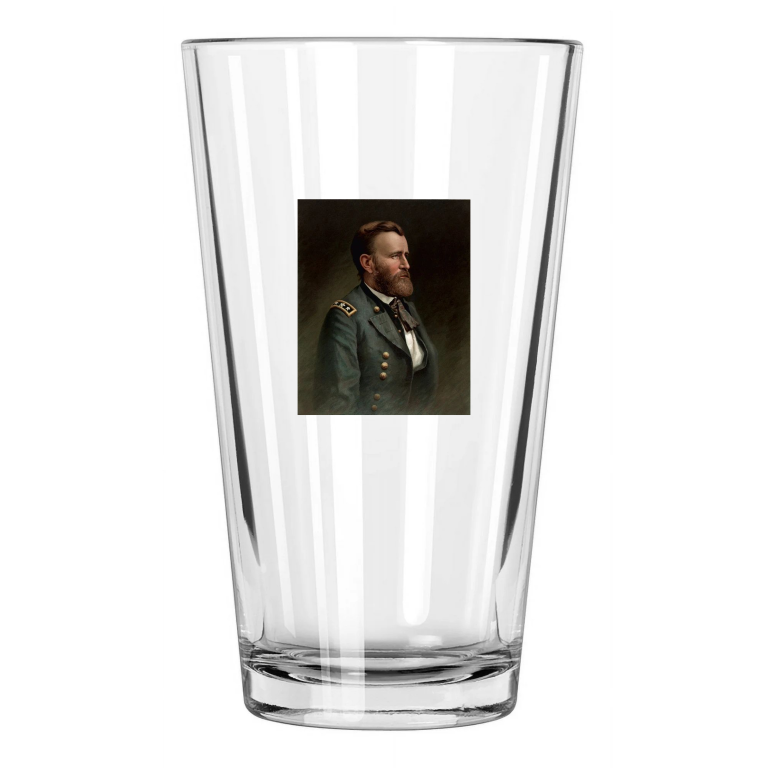 Civil War General Ulysses S Grant Photo Vintage Army Pint Beer Drinking Glass