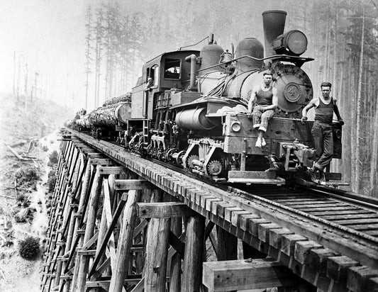 Clark & Wilson Lumber Co Train On A Trestle Oregon Old Picture Photo