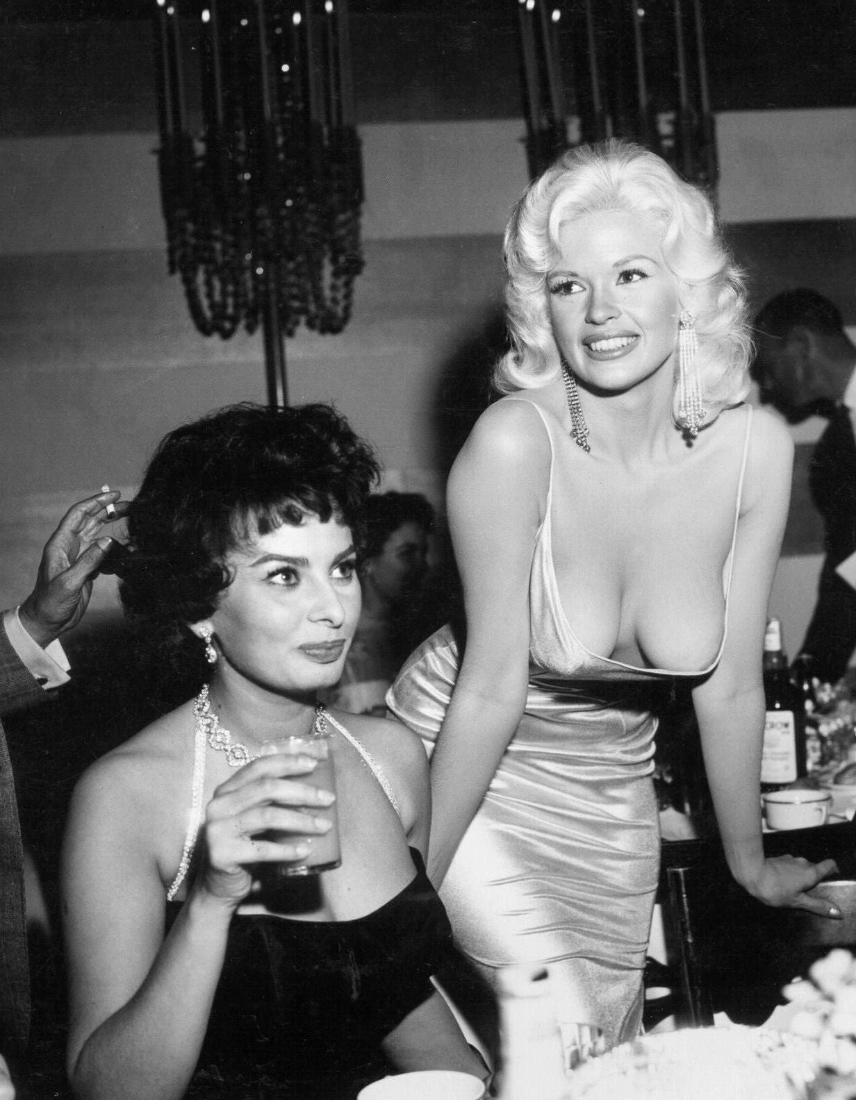 Classic 1957 Sophia Loren & Jayne Mansfield At Party Magnet Magnet