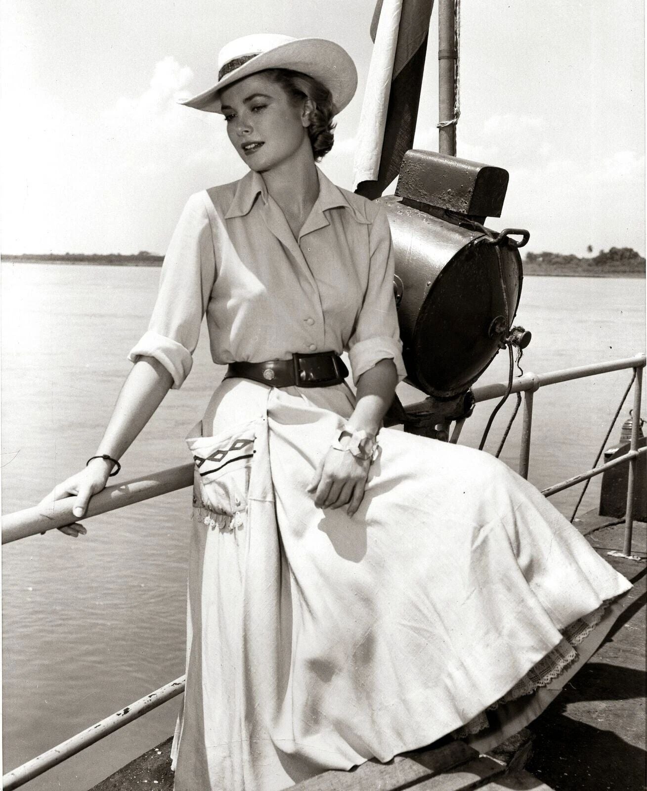 Classic Hollywood Actress Grace Kelly On A Boat Picture Keychain
