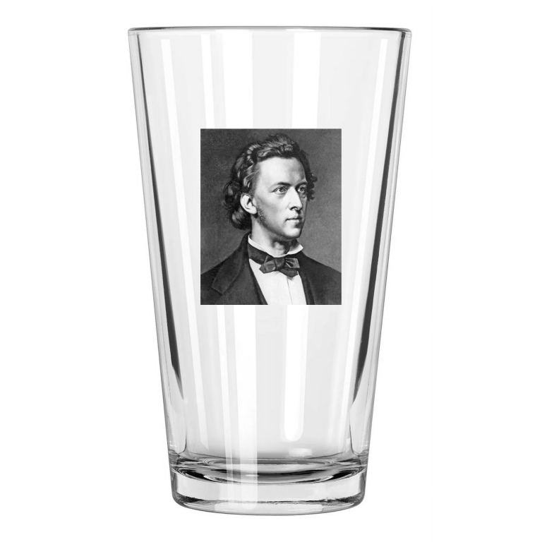 Classical Pianist Frederic Chopin Music Genius Portrait Pint Beer Drinking Glass