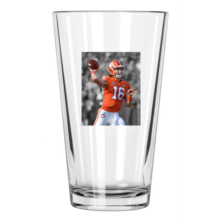 Clemson Tigers Trevor Lawrence Spotlight Photo College Pint Beer Drinking Glass