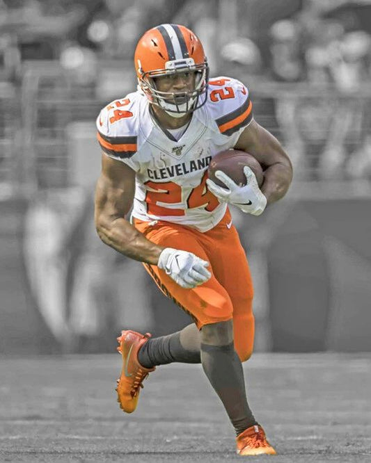 Cleveland Browns Nick Chubb Glossy Keychain Nfl Print Spotlight Keychain