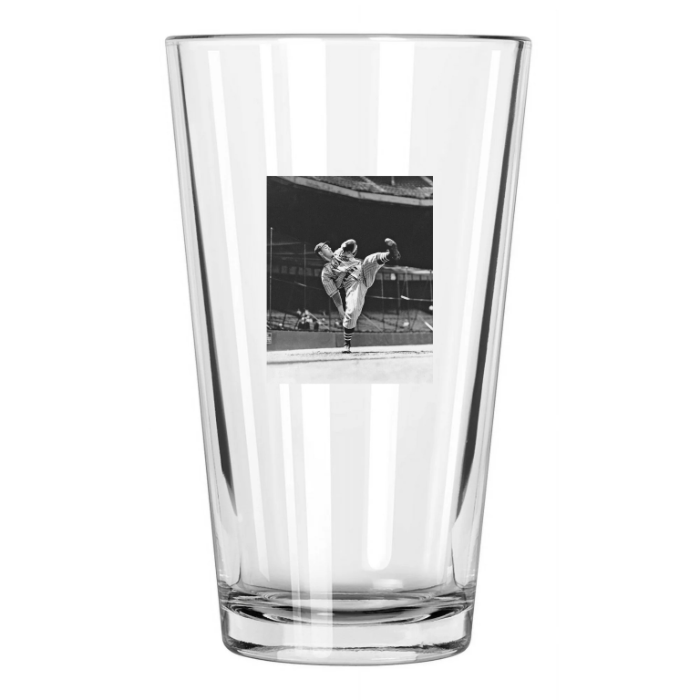 Cleveland Indians Bob Feller Photo Baseball Hof 62 Pint Beer Drinking Glass