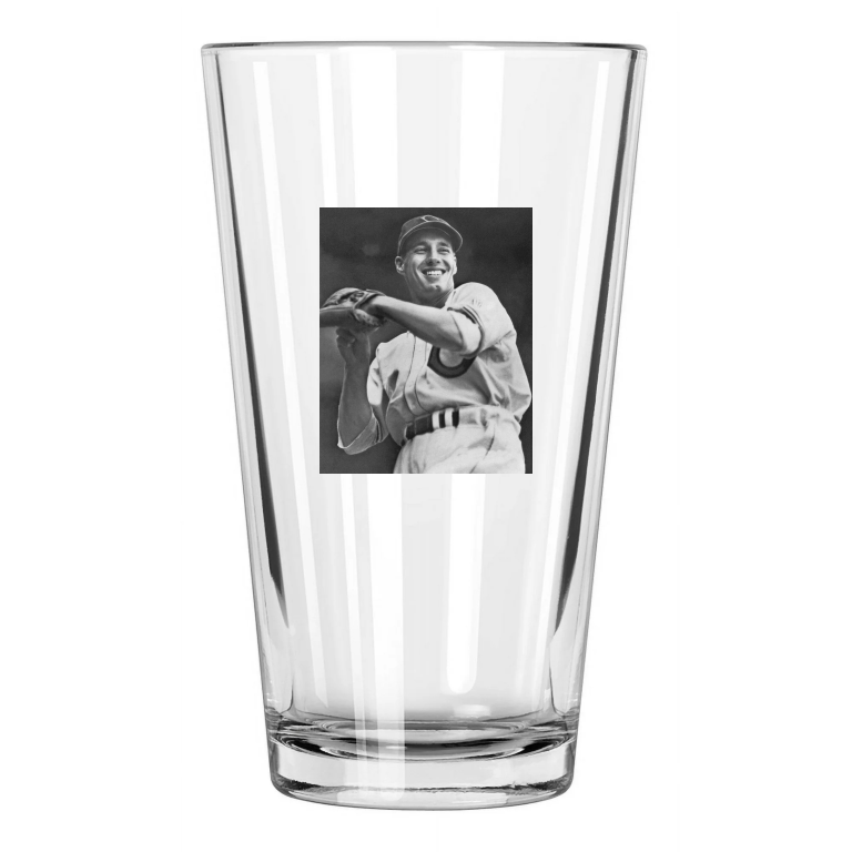 Cleveland Indians Bob Feller Photo Baseball Hof 62 Pint Beer Drinking Glass