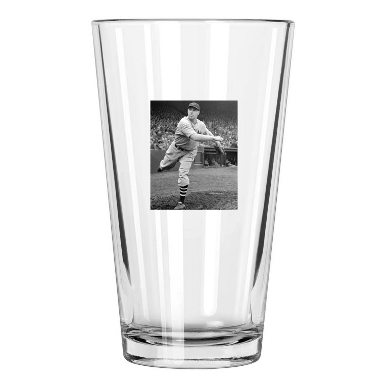 Cleveland Indians Bob Feller Photo Baseball Hof 62 Pint Beer Drinking Glass