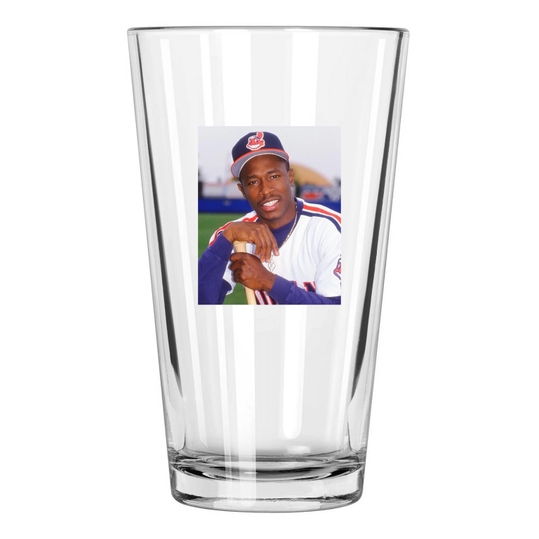 Cleveland Indians Kenny Lofton Photo Baseball Hof 2018 Pint Beer Drinking Glass