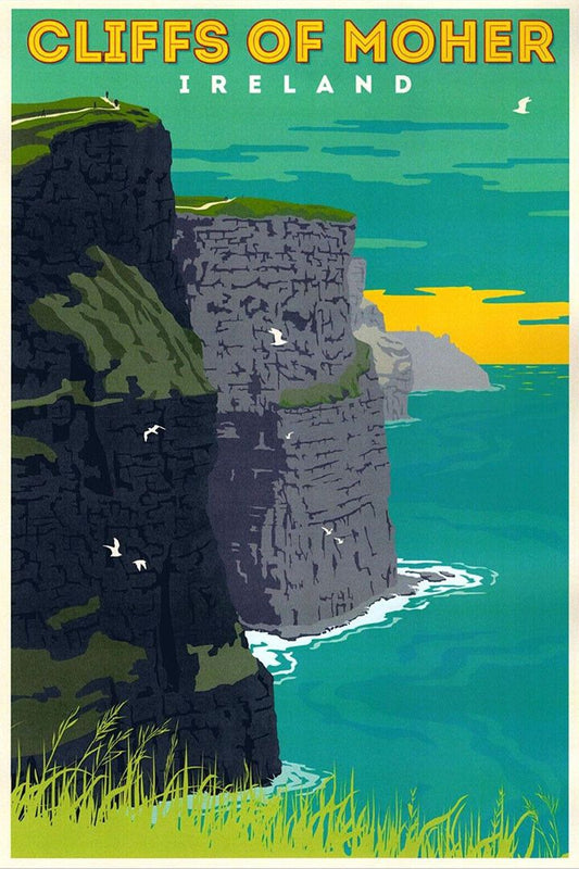 Cliffs Of Moher Ireland Landscape Travel Vintage Style Jigsaw Puzzle