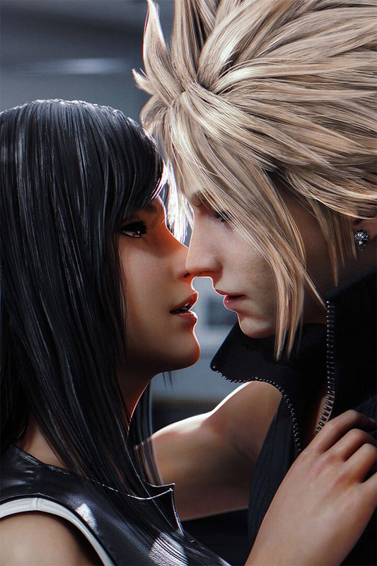 Cloud Strife Tifa Lockhart Final Fantasy Decor Wall Art Jigsaw Puzzle