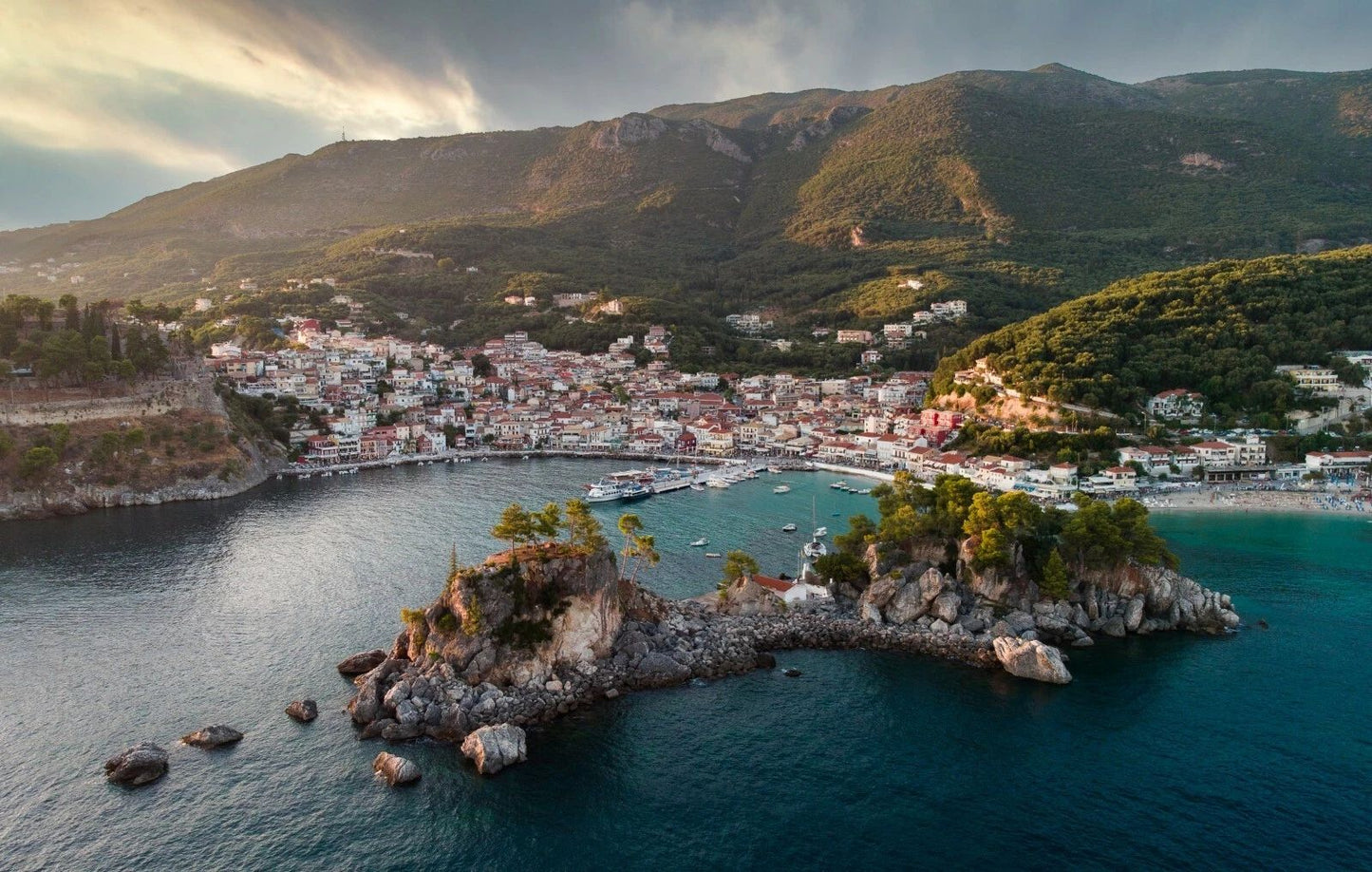 Coastline Parga Greece Water Beach Valley Town Photo Picture Poster Print
