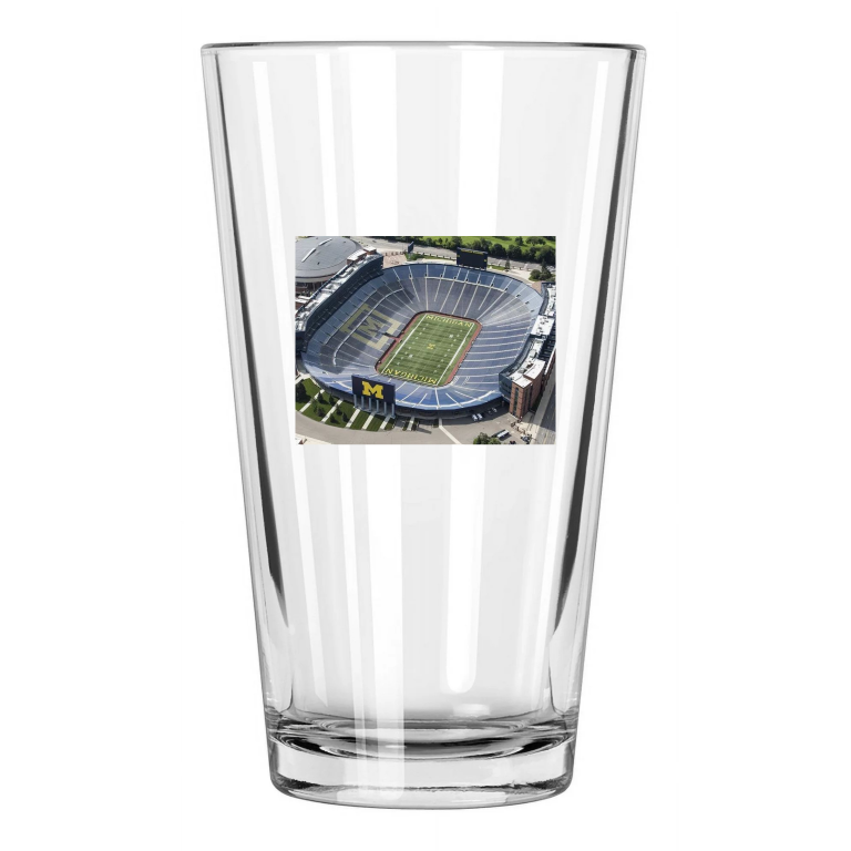 College Venue Michigan Stadium Aerial The Big House Pint Beer Drinking Glass