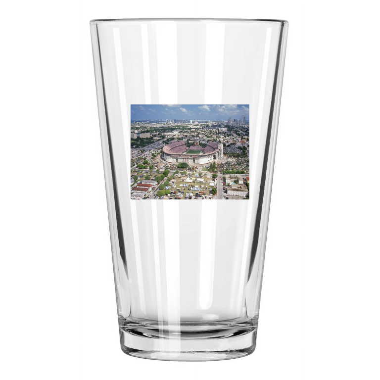 College Venue Orange Bowl Photo Stadium Aerial View Pint Beer Drinking Glass