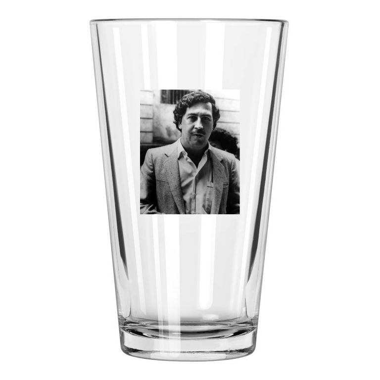 Colombian Mobster Pablo Escobar Photo Drug Lord Pint Beer Drinking Glass