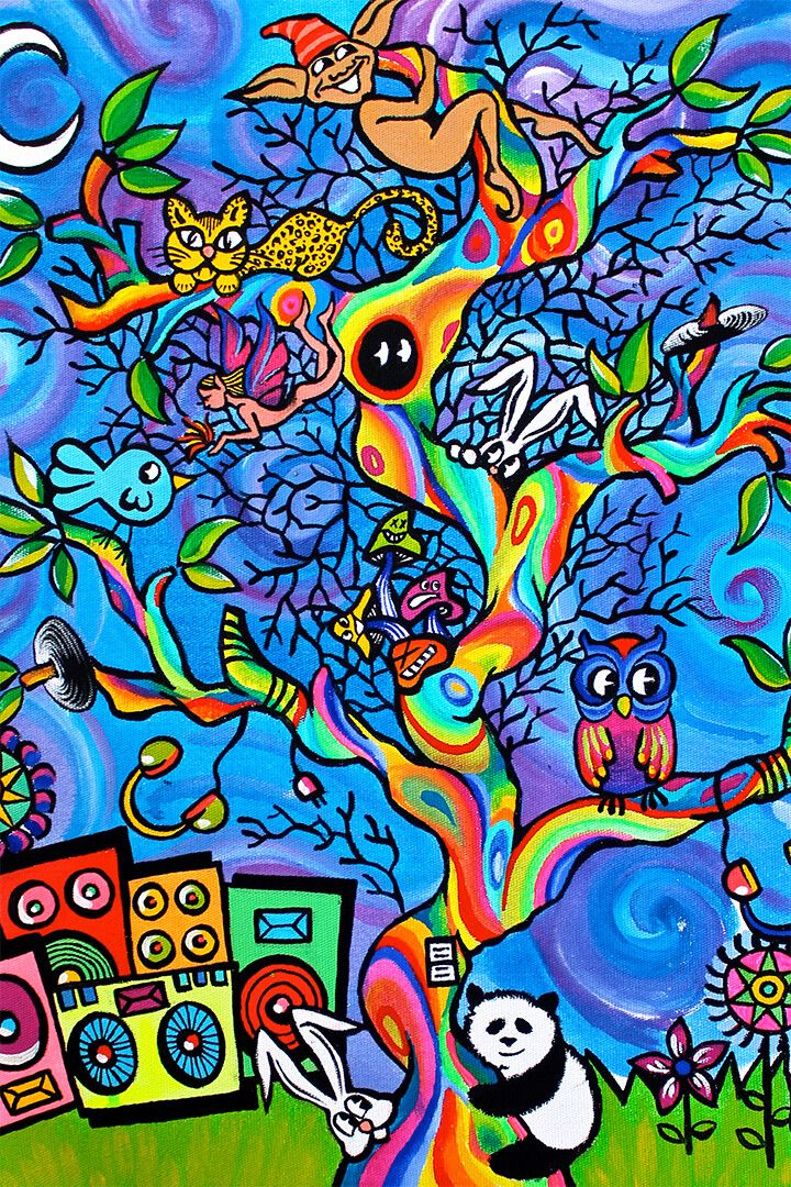 Colorful Abstract Psychedelic Trippy Tre Jigsaw Puzzle